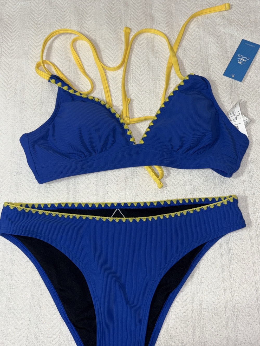 Cupshe Royal Blue Bikini with Yellow Trim